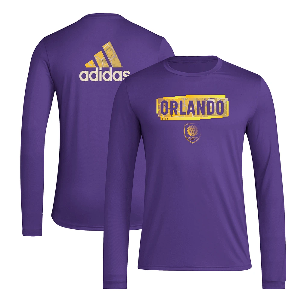 Men's adidas Purple Orlando City SC Local Pop AEROREADY Long Sleeve T-Shirt