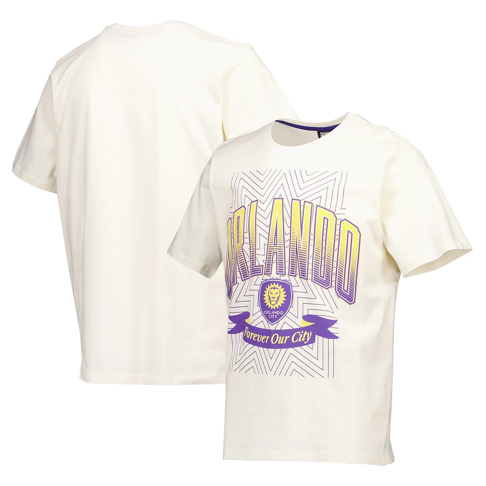 T-shirt décontracté épais crème Orlando City SC années 90 pour hommes