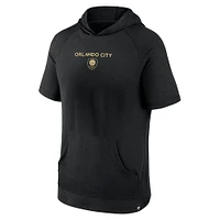 Sweat à capuche noir manches courtes Orlando City SC Match Raglan de marque Fanatics pour hommes