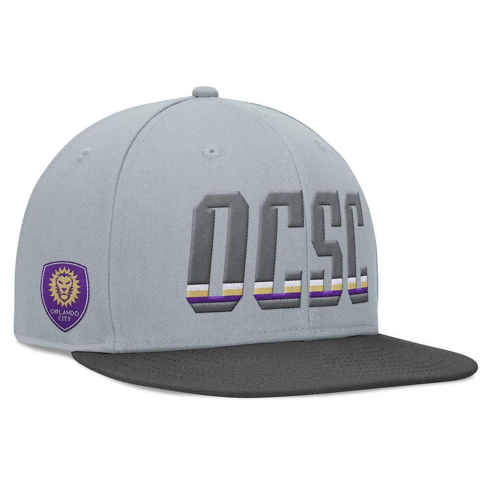 Casquette Snapback grise Fanatics pour hommes Orlando City SC Smoke