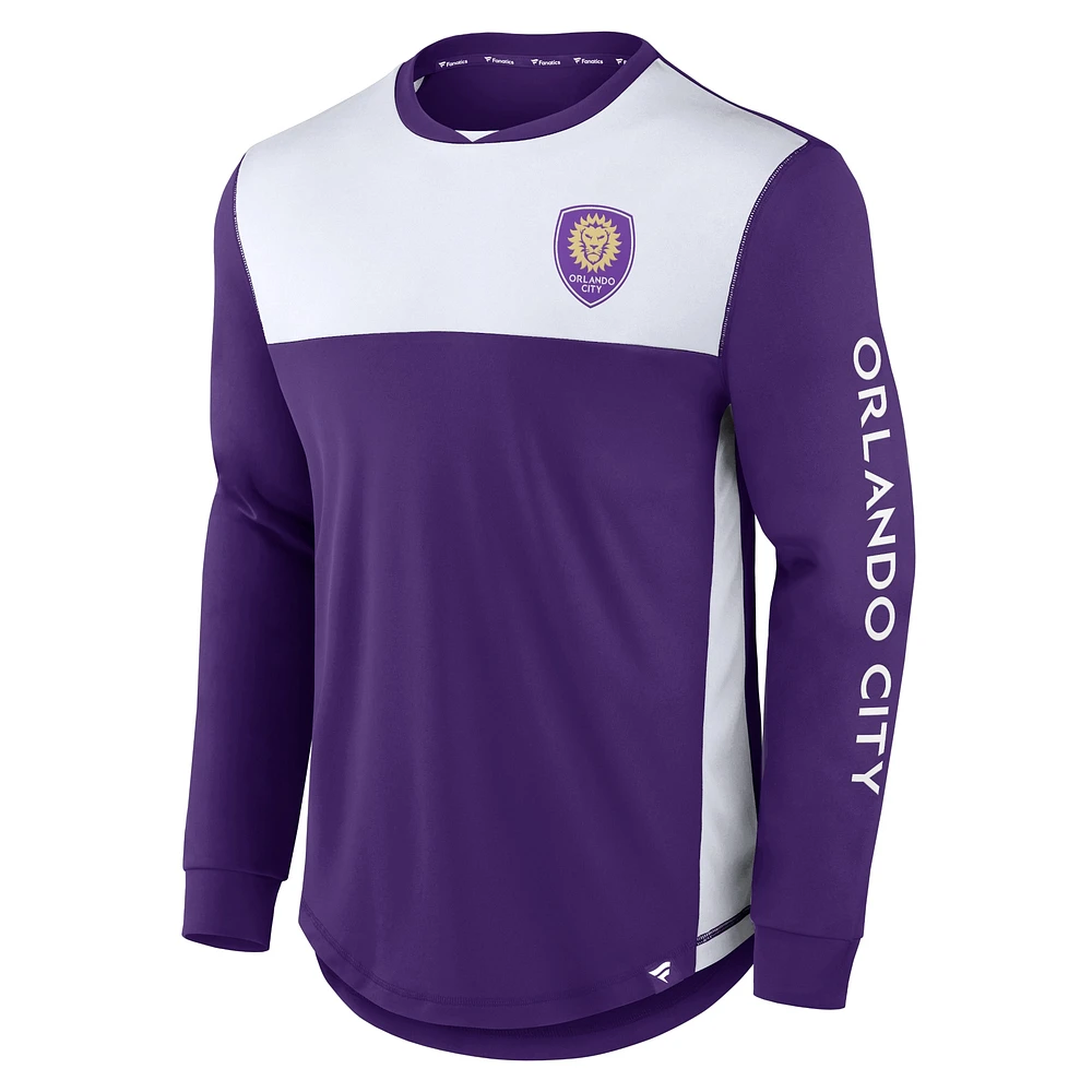 Men's Fanatics Purple/White Orlando City SC Striker Long Sleeve T-Shirt