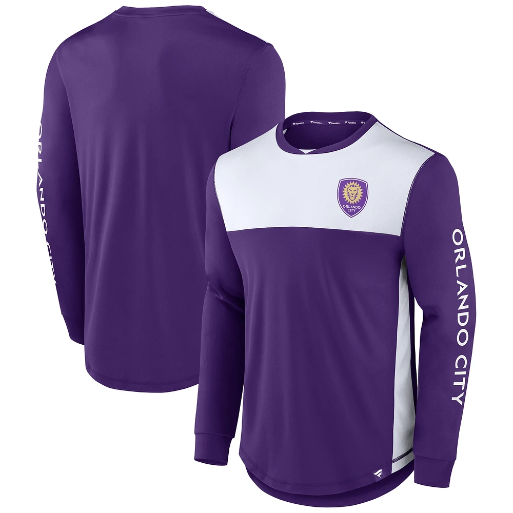 Men's Fanatics Purple/White Orlando City SC Striker Long Sleeve T-Shirt