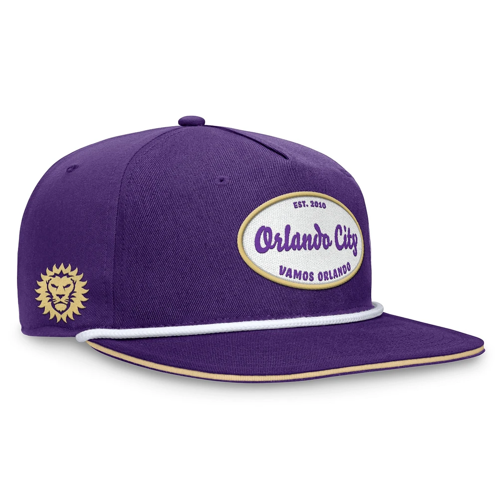 Casquette Snapback Orlando City SC Iron Golf violette de marque Fanatics pour hommes