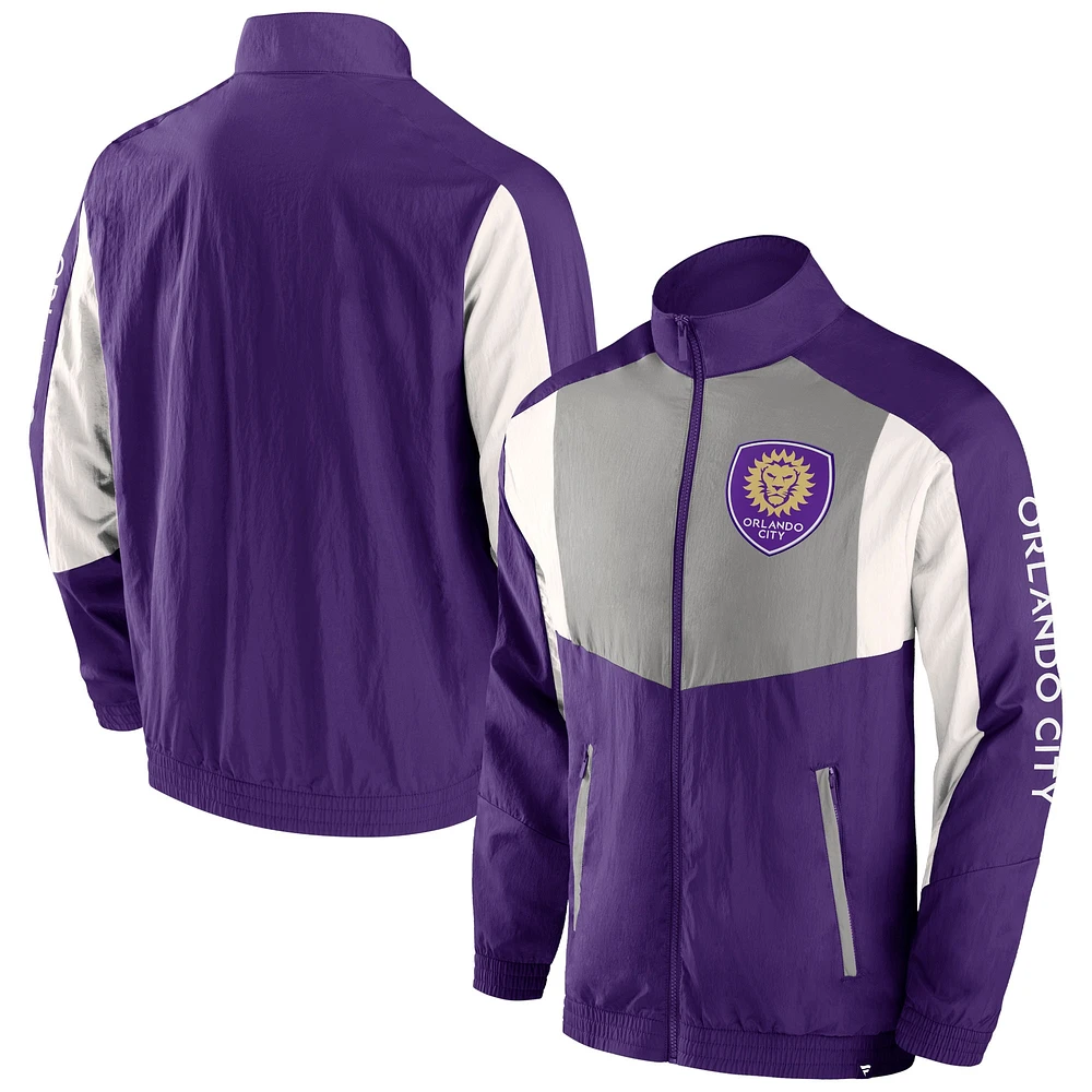 Veste de survêtement entièrement zippée Fanatics Purple Orlando City SC Net Goal Raglan pour hommes