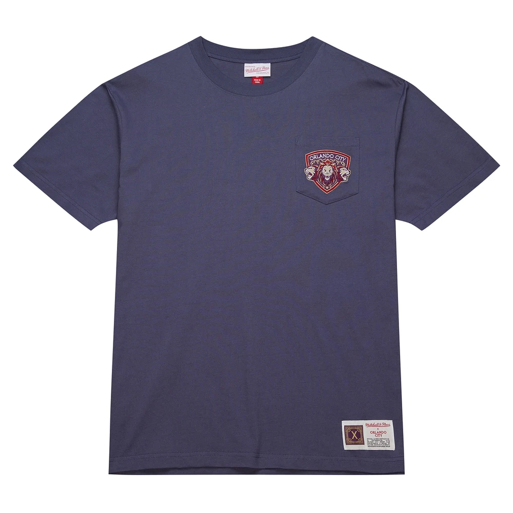 T-shirt à poche premium Mitchell & Ness Lavender Orlando City SC 10e anniversaire pour hommes