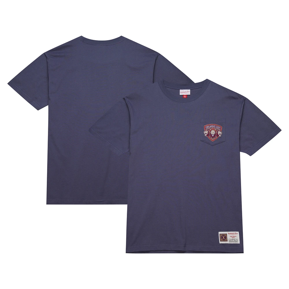 Men's Mitchell & Ness Lavender Orlando City SC 10th Anniversary Premium Pocket T-Shirt