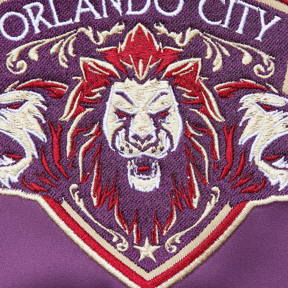 Veste violette à bouton-pression légère en satin Mitchell & Ness Orlando City SC 10e anniversaire pour hommes