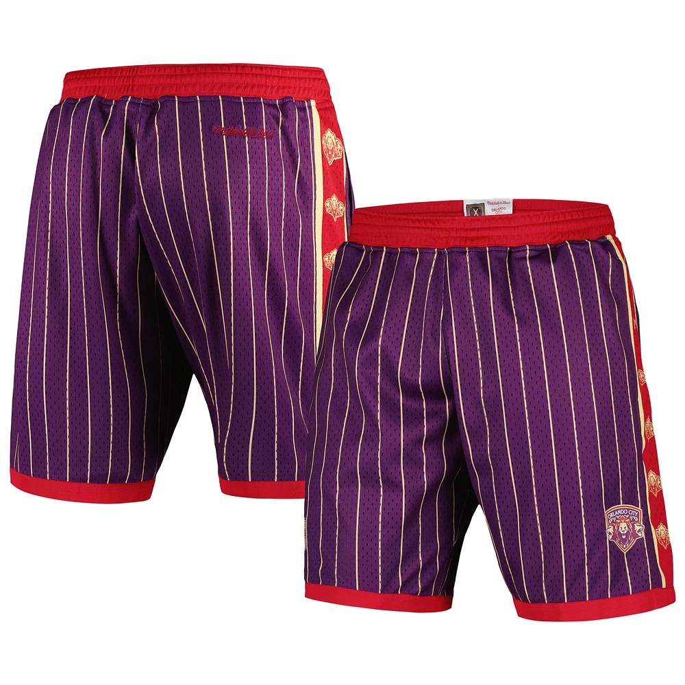 Short en maille violet Mitchell & Ness Orlando City SC 10e anniversaire pour hommes