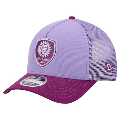 Men's New Era Purple Orlando City SC Color Pack 9FORTY A-Frame Adjustable Trucker Hat
