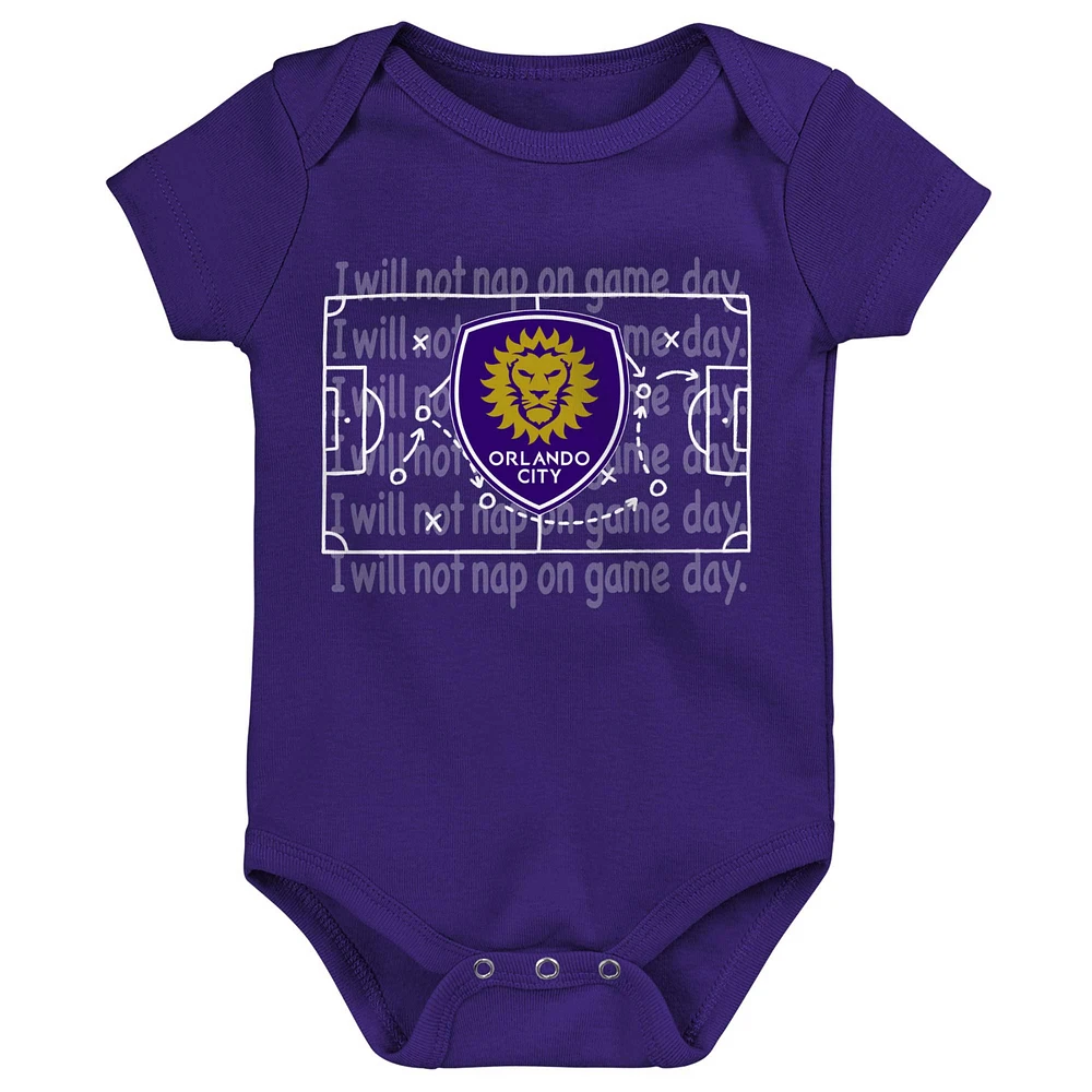 Ensemble de 3 bodys Orlando City SC violet/blanc/gris pour nouveau-né et nourrisson