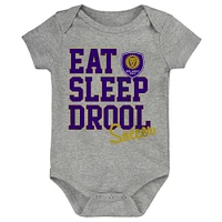 Newborn & Infant Purple/White/Gray Orlando City SC 3-Pack Bodysuit Set