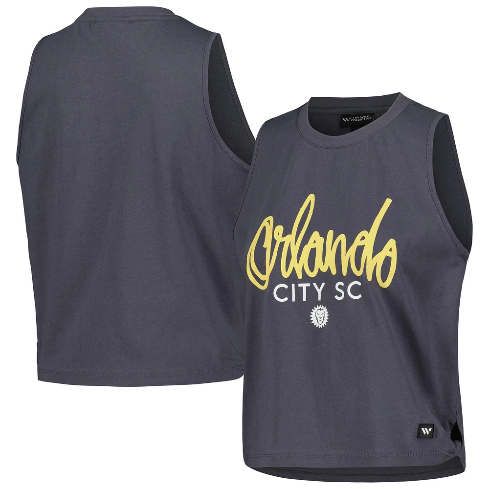 Women's The Wild Collective Charcoal Orlando City SC Side Knot Tank Top