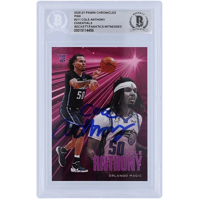 Cole Anthony Orlando Magic Autographed 2020-21 Panini Chronicles Essentials Pink Variation #211 Beckett Fanatics Witnessed Authenticated Rookie Card