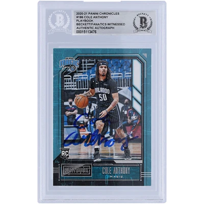 Cole Anthony Orlando Magic Autographed 2020-21 Panini Chronicles Playbook #186 Beckett Fanatics Witnessed Authenticated Rookie Card