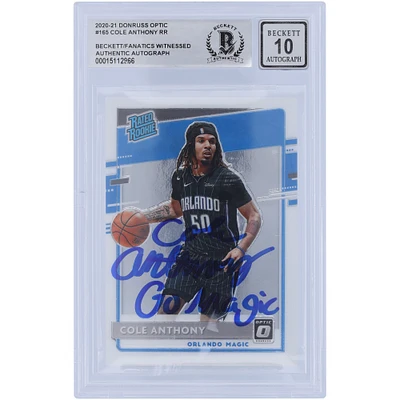 Cole Anthony Orlando Magic Autographed 2020-21 Panini Donruss Optic #165 Beckett Fanatics Witnessed Authenticated 10 Rookie Card with "Go Magic" Inscription