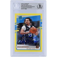 Carte de recrue authentifiée autographiée Cole Anthony Orlando Magic 2020-21 Panini Donruss Yellow Flood Variation #208 Beckett Fanatics