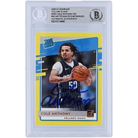 Carte de recrue authentifiée autographiée Cole Anthony Orlando Magic 2020-21 Panini Donruss Yellow Flood Variation #208 Beckett Fanatics