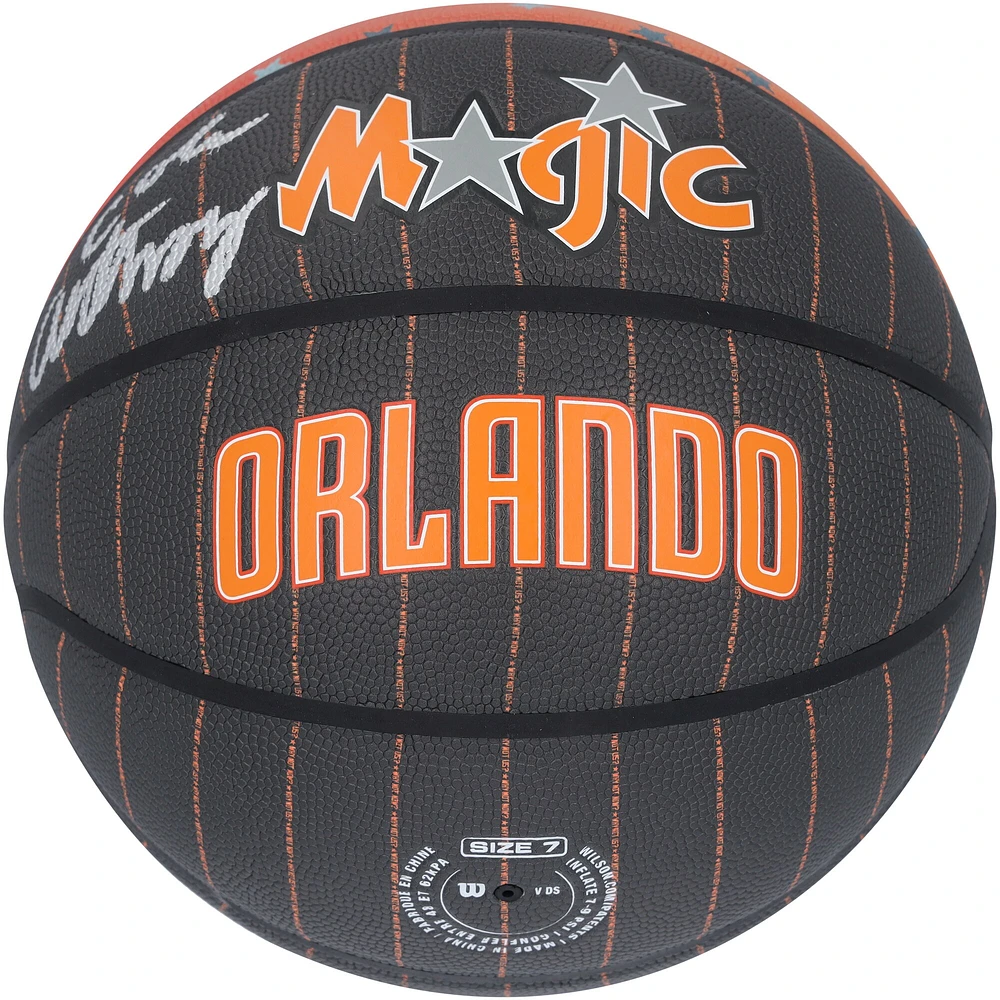 Ballon de basket-ball de collection dédicacé par Cole Anthony Orlando Magic Wilson City Edition
