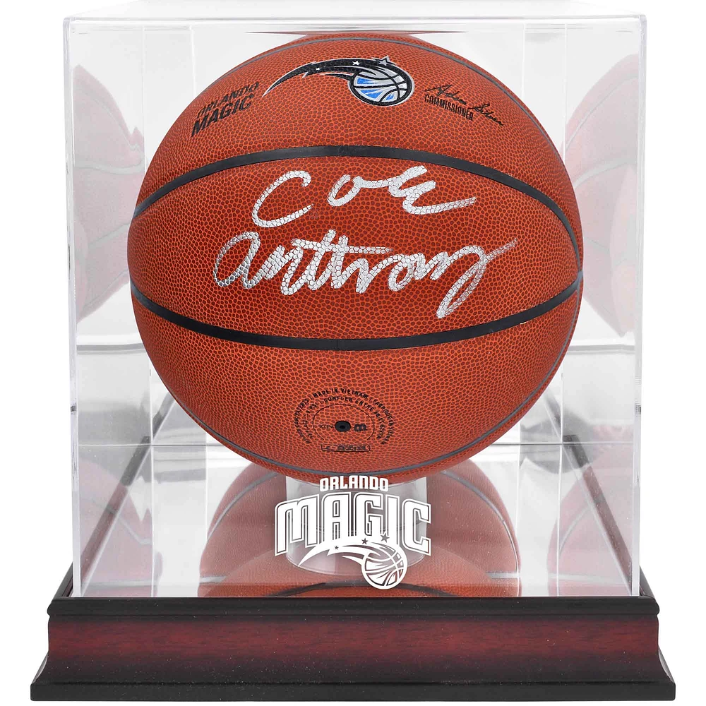 Cole Anthony Orlando Magic Autographed Wilson Team Logo Basketball with Mahogany Team Logo Display Case