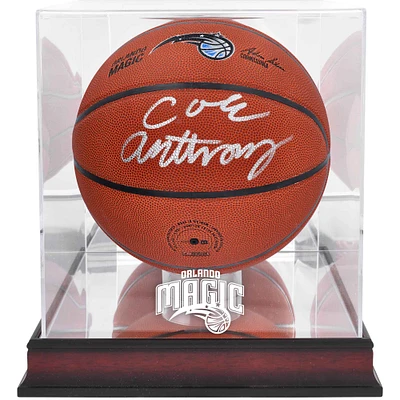 Cole Anthony Orlando Magic Autographed Wilson Team Logo Basketball with Mahogany Team Logo Display Case