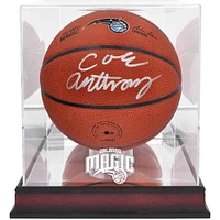 Cole Anthony Orlando Magic Autographed Wilson Team Logo Basketball with Mahogany Team Logo Display Case