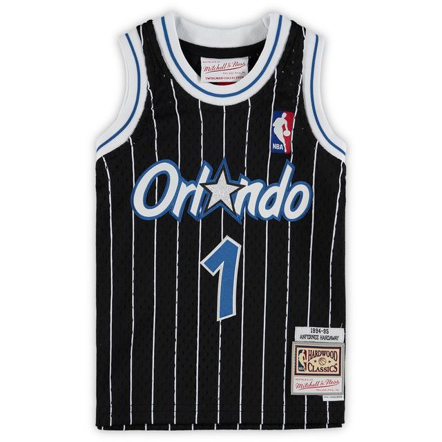 PENNY HARDAWAY JERSEY MEN NBA MITCHEL & NESS ORLANDO MAGIC BLACK/WHITE  PINSTRIPE