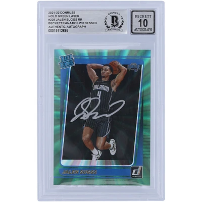 Jalen Suggs Orlando Magic Autographié 2021-22 Panini Donruss Classé Rookie Green Laser #229 Beckett Fanatics Witnessed Authenticated 10 Rookie Card