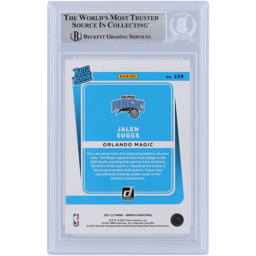 Jalen Suggs Orlando Magic Autographed 2021-22 Panini Donruss Rated Rookie #229 Beckett Fanatics Witnessed Authenticated Rookie Card