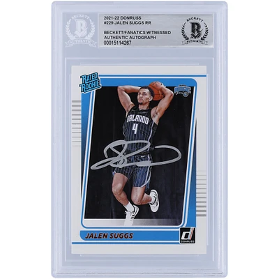Jalen Suggs Orlando Magic Autographed 2021-22 Panini Donruss Rated Rookie #229 Beckett Fanatics Witnessed Authenticated Rookie Card