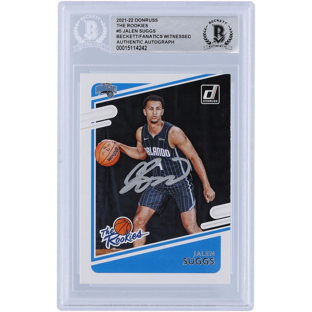 Jalen Suggs Orlando Magic Autographié 2021-22 Panini Donruss The Rookies #5 Beckett Fanatics A Été Témoin De La Carte Authentifiée De Rookie