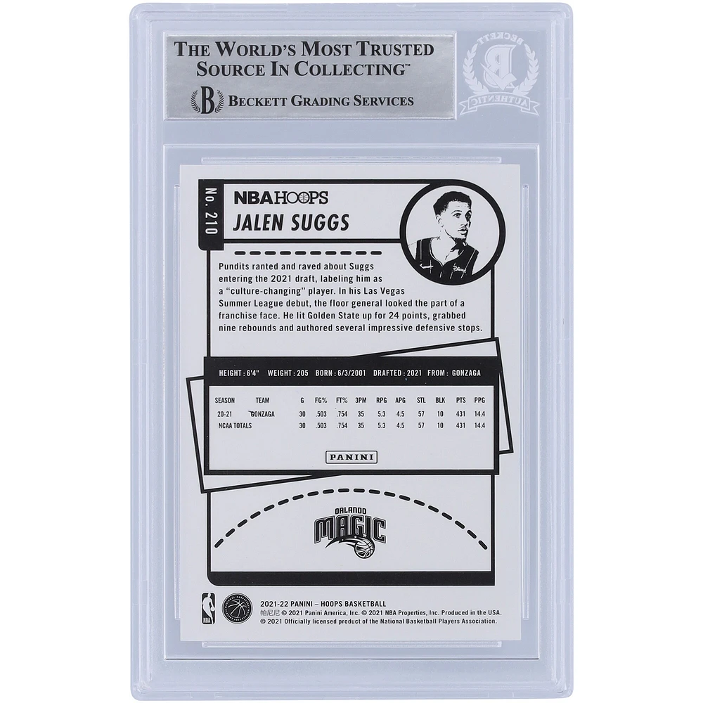 Jalen Suggs Orlando Magic Autographed 2021-22 Panini NBA Hoops Blue Variation #210 Beckett Fanatics Witnessed Authenticated Rookie Card