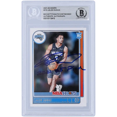 Jalen Suggs Orlando Magic Autographié 2021-22 Panini NBA Hoops #210 Beckett Fanatics A Été Témoin De La Carte Rookie Authentifiée Avec L'inscription "2021 #5 Pick"