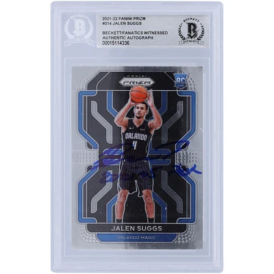 Jalen Suggs Orlando Magic Autographié 2021-22 Panini Prizm #314 Beckett Fanatics a été témoin d'une carte de recrue authentifiée avec l'inscription "2021 #5 Pick"