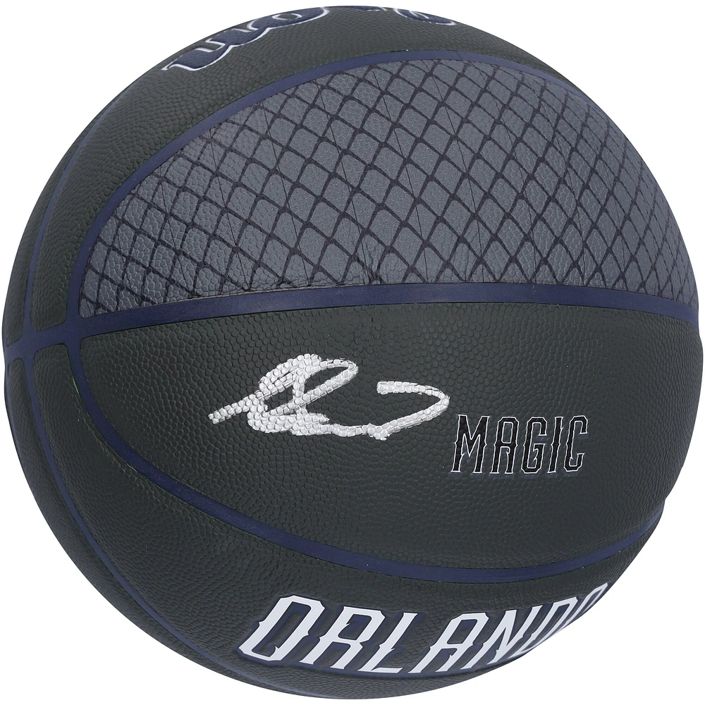 Ballon de basket-ball Wilson City Collector autographié par Jalen Suggs Orlando Magic noir édition 2022-2023