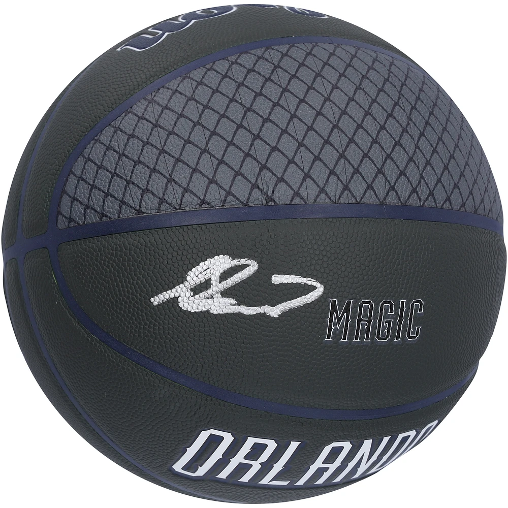 Ballon de basket-ball Wilson City Collector autographié par Jalen Suggs Orlando Magic noir édition 2022-2023