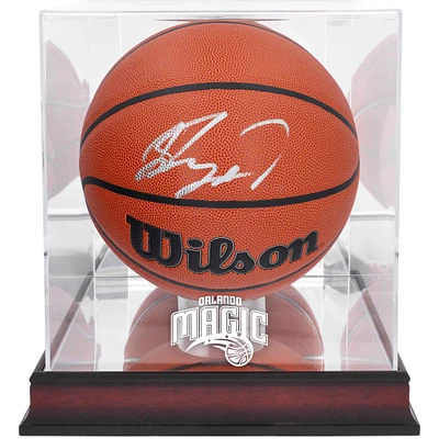 Jalen Suggs Orlando Magic Autographed Wilson Replica Basketball with Mahogany Team Logo Display Case