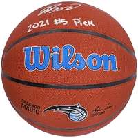 Ballon de basket-ball autographié par Jalen Suggs du Orlando Magic avec le logo de l'équipe Wilson et l'inscription « 2021 #5 Pick »