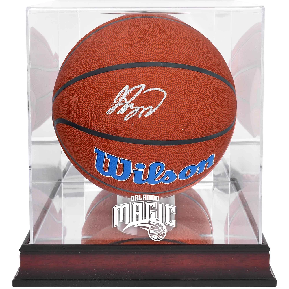 Jalen Suggs Orlando Magic Autographed Wilson Team Logo Basketball with Mahogany Team Logo Display Case