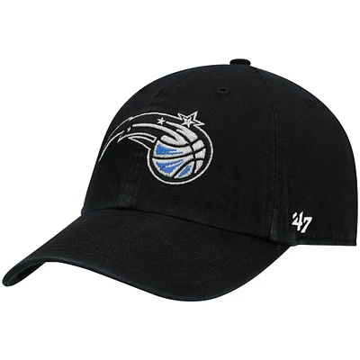 Men's '47 Black Orlando Magic Team Logo Clean Up Adjustable Hat