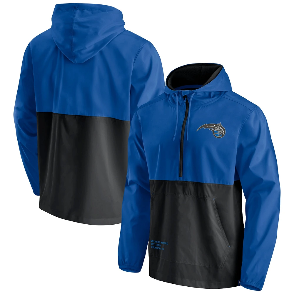 Men's Fanatics Blue/Black Orlando Magic Block Party Thrill Seeker - Half-Zip Hoodie Jacket