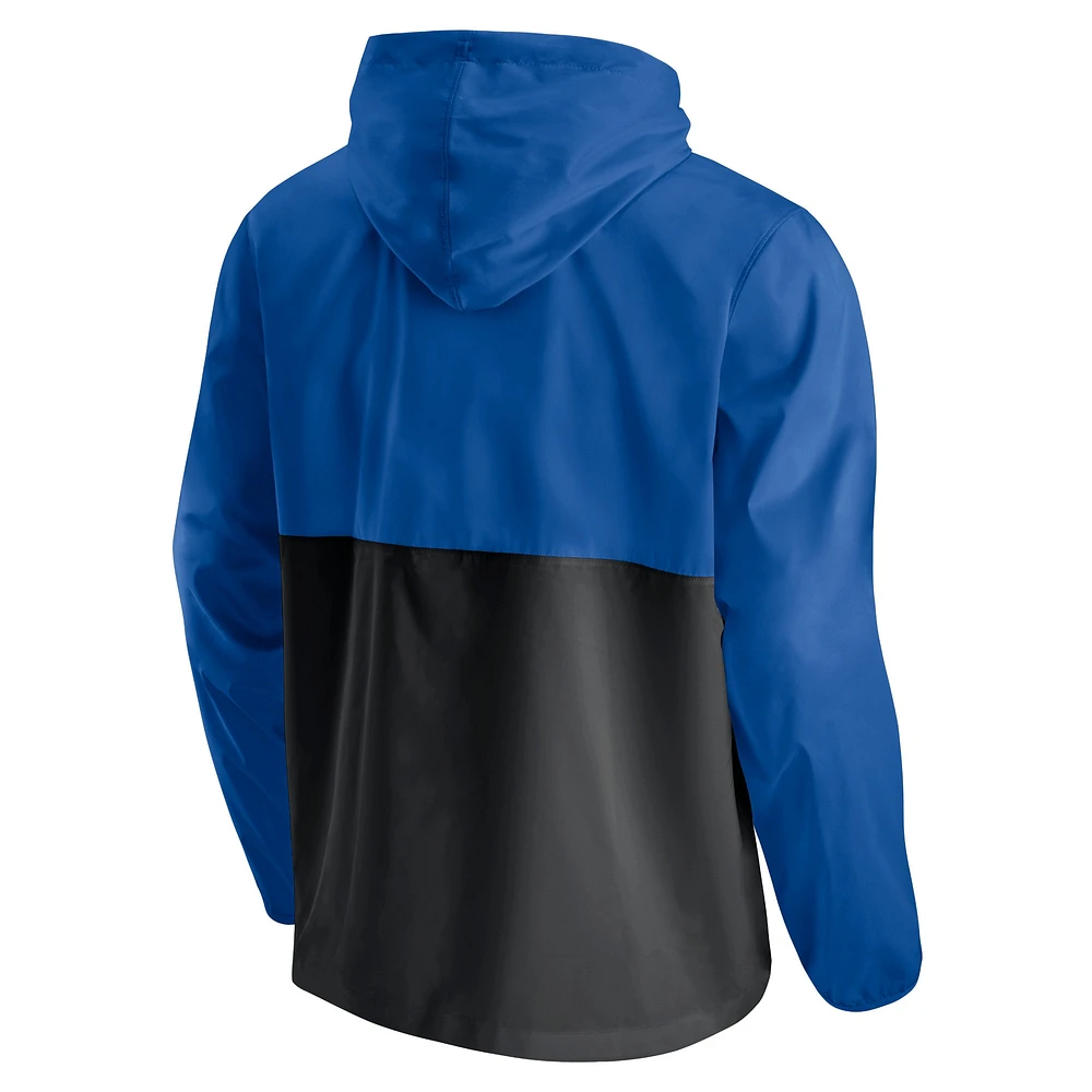 Men's Fanatics Blue/Black Orlando Magic Block Party Thrill Seeker - Half-Zip Hoodie Jacket