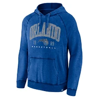 Men's Fanatics Heather Blue Orlando Magic Foul Trouble Snow Wash Raglan Pullover Hoodie