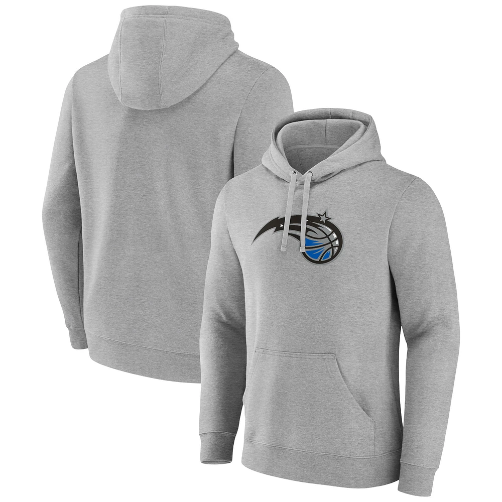 Sweat à capuche avec logo principal Orlando Magic Fanatics gris chiné pour hommes