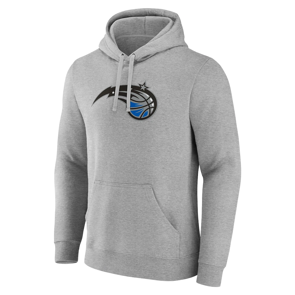 Sweat à capuche avec logo principal Orlando Magic Fanatics gris chiné pour hommes