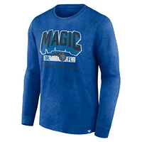 T-shirt à manches longues Fanatics Heather Royal Orlando Magic Front Court Press Snow Wash pour hommes