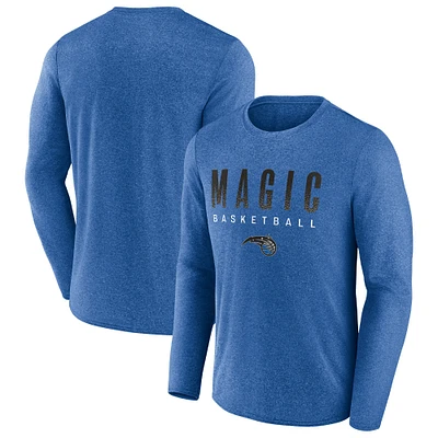 Men's Fanatics Heathered Blue Orlando Magic Where Legends Play Iconic Practice Long Sleeve T-Shirt