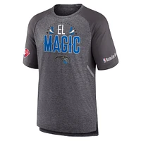 T-shirt raglan de tir Fanatics gris chiné pour hommes Orlando Magic 2022 Noches Ene-Be-A Core Shooting