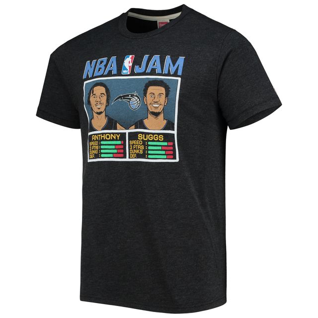 T-shirt à trois mélanges Homage Cole Anthony/Jalen Suggs Heathered Charcoal Orlando Magic NBA Jam pour homme