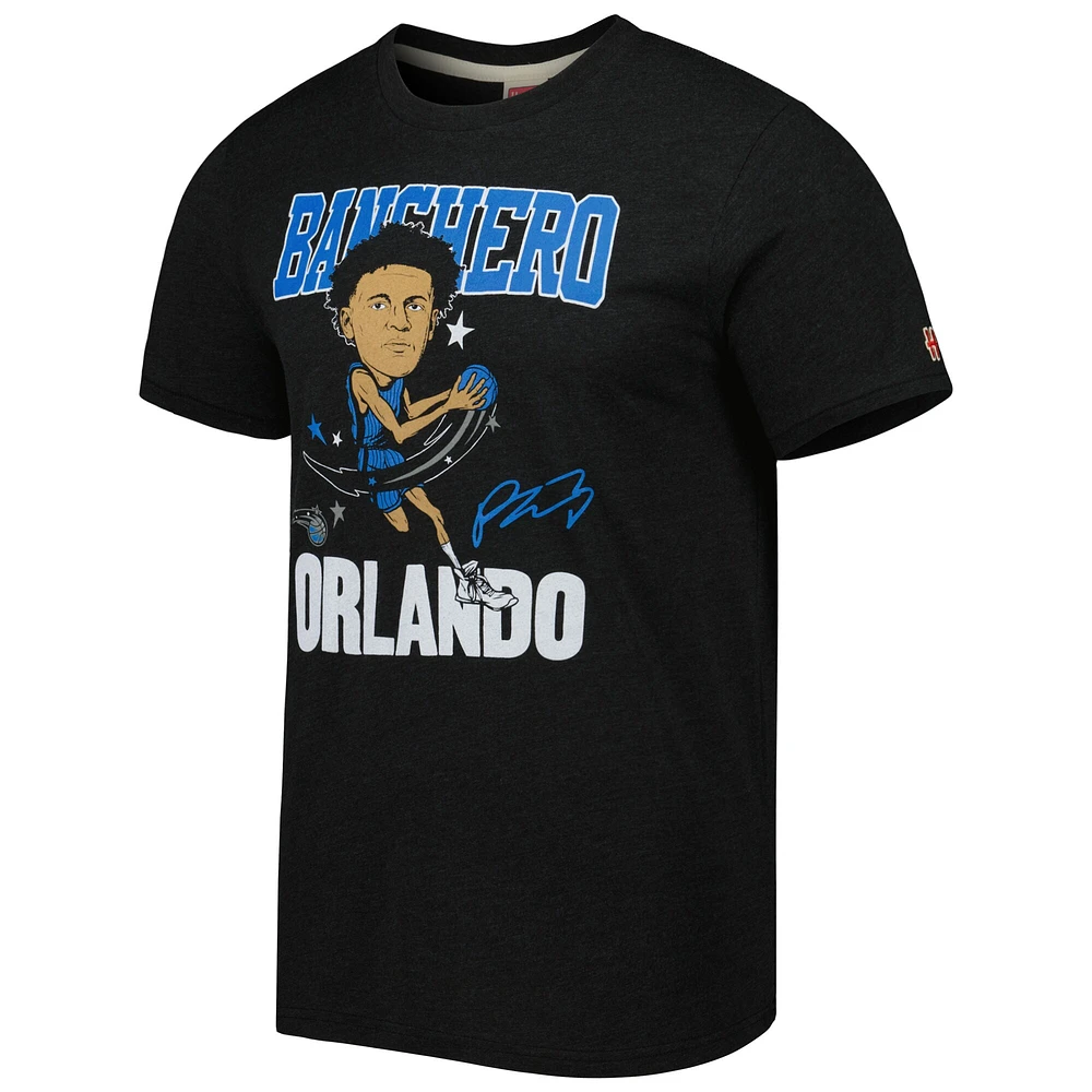 Men's Homage Paolo Banchero Charcoal Orlando Magic Caricature Tri-Blend T-Shirt