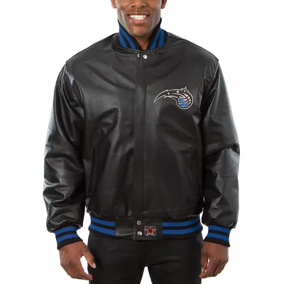 Orlando Magic JH Design Big & Tall All-Leather Logo Full-Snap Jacket - Black
